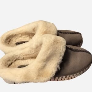 Ilse Jacobsen Gray Slip-On Shearling-Lined Slippers